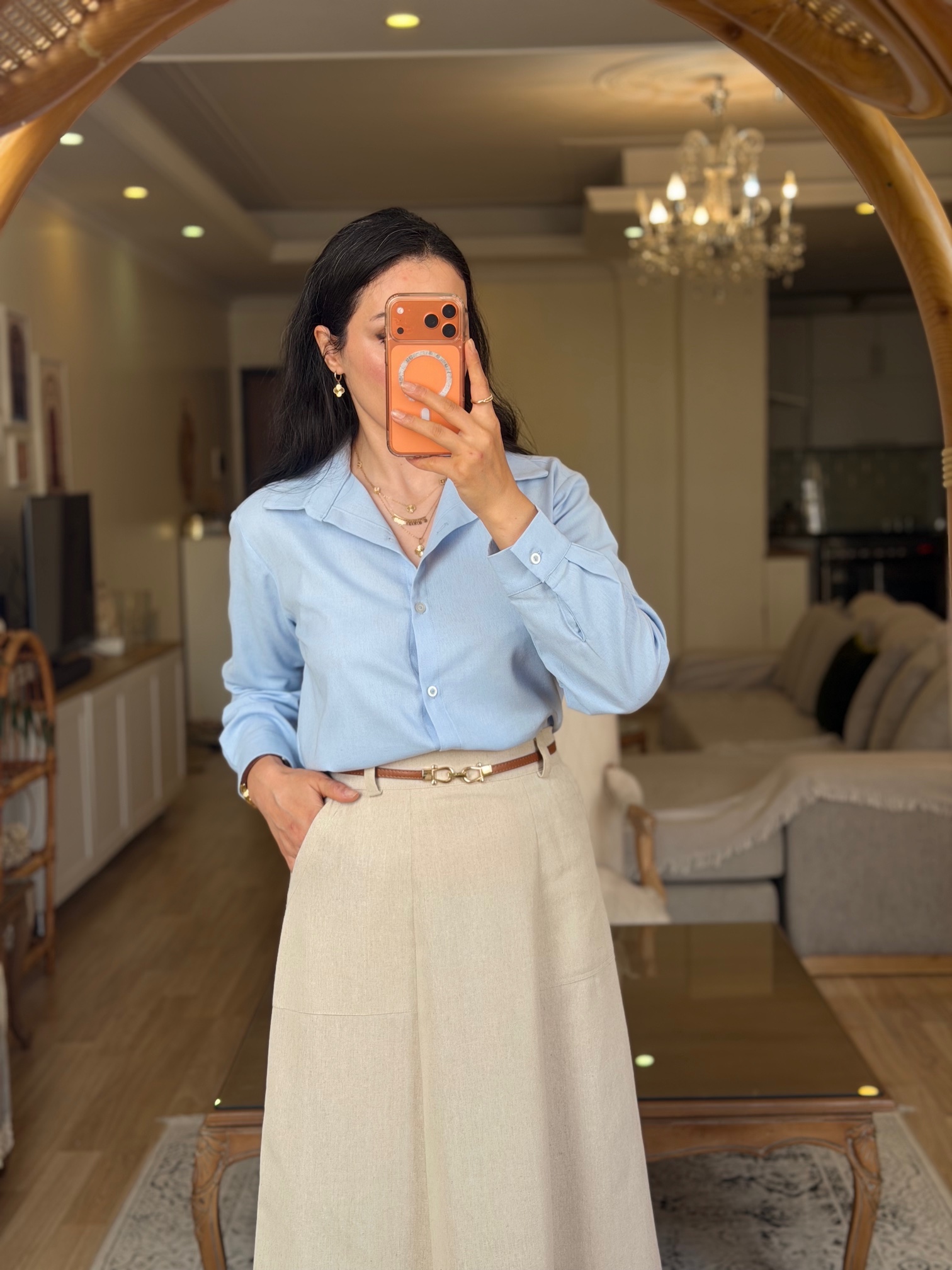کراپ شومیز اسکای- دامن بارین