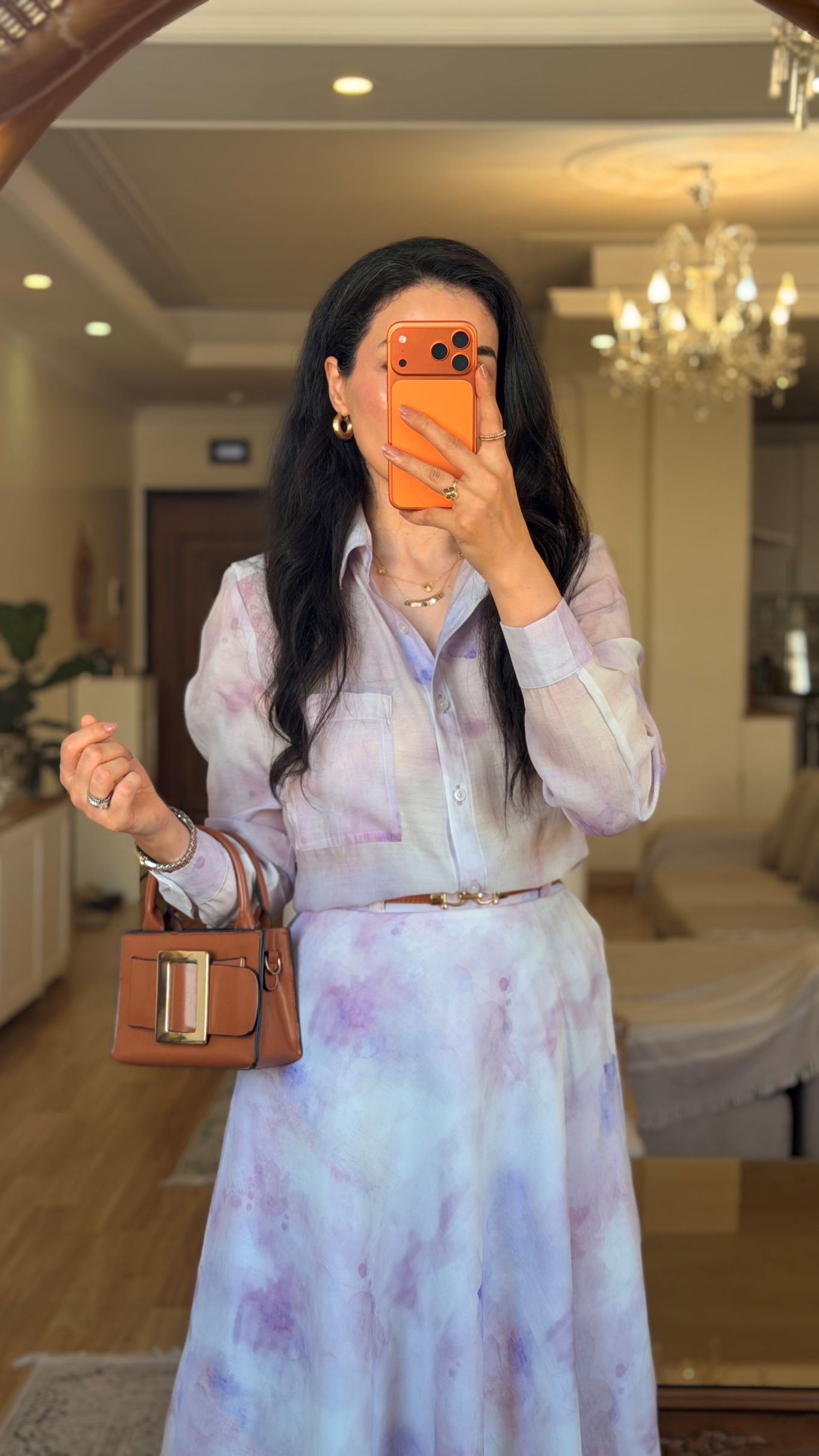 شومیز و دامن آبرنگ (صورتی) - Image 4